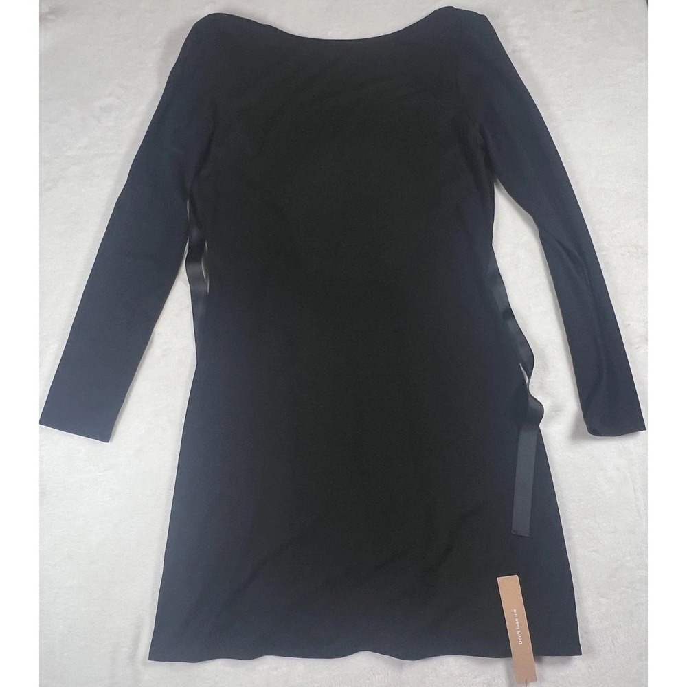 Reformation Avant Dress Womens Large Black Cut Out‎ Bow Long Sleeve Bodycon Mini - Picture 2 of 11